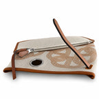 Herbag 31cm Saddle-Inspired Canvas Body with Leather Handle and Shoulder Strap — Timeless Leather-Accented Canvas Carry