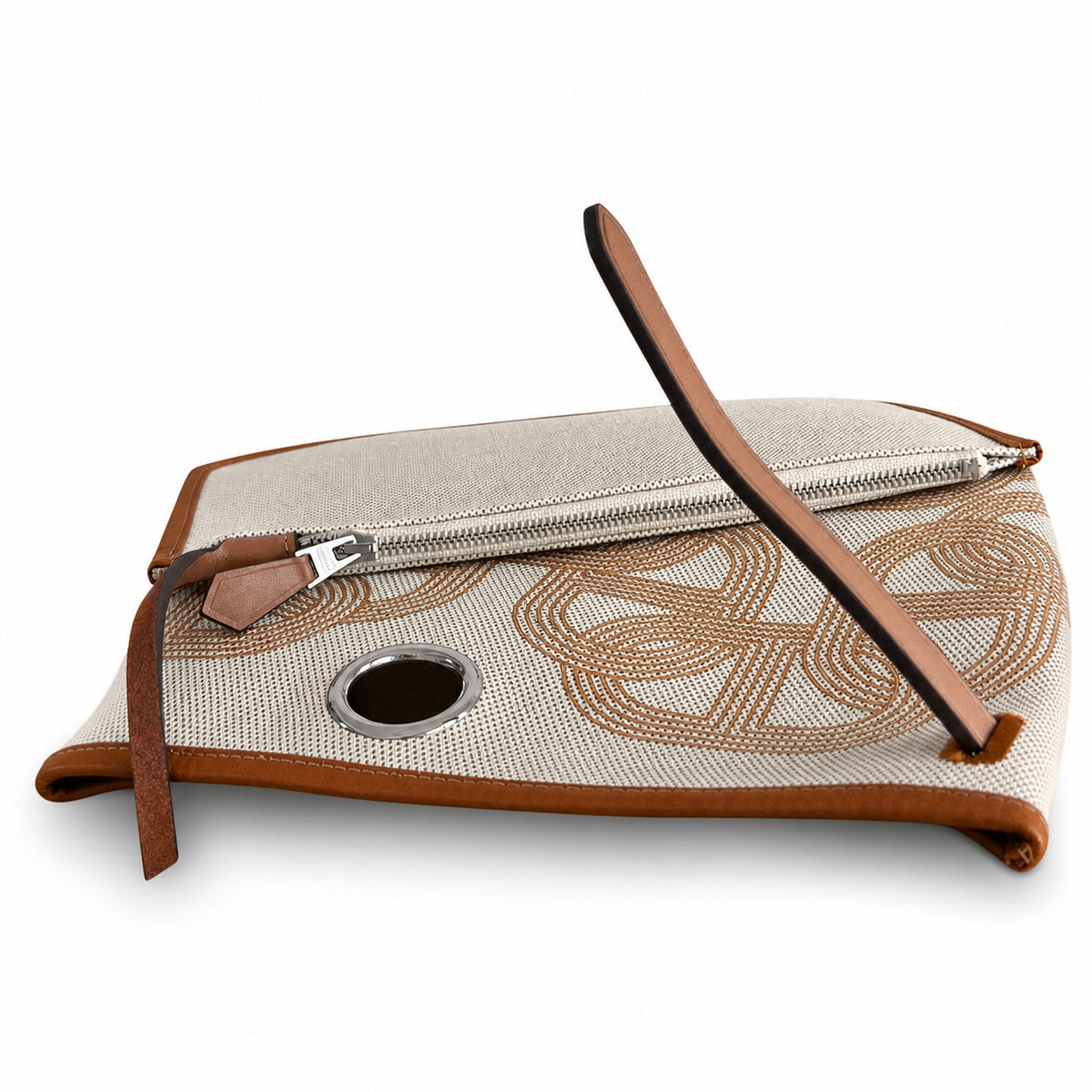 Herbag 31cm Saddle-Inspired Canvas Body with Leather Handle and Shoulder Strap — Timeless Leather-Accented Canvas Carry