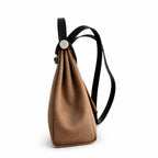 Refined Canvas Body with Leather Details: Herbag 31cm Saddle-Inspired Canvas Body with Leather Handle and Shoulder Strap