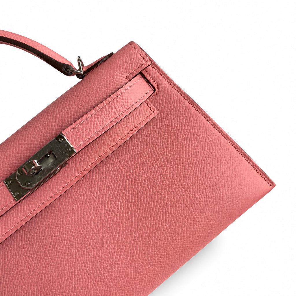 handmade Mini Kelly II 19cm imported Epsom Leather Milkshake Powder Silver Buckle — Versatile Mini Carry Design
