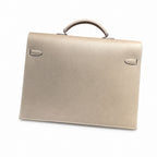 Kelly briefcase 38cm Epsom Leather 18 Etoupe Elephant Gray top handcraft — Polished Hand-Carry Briefcase