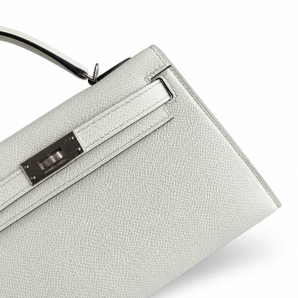 handmade Mini Kelly II 19cm imported Epsom Leather bubble green Silver Buckle — Elegant Compact Carry Style