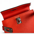 handmade Mini Kelly II 19cm imported Epsom Leather Texas Pink Silver Buckle — Compact Top-Handle Bag