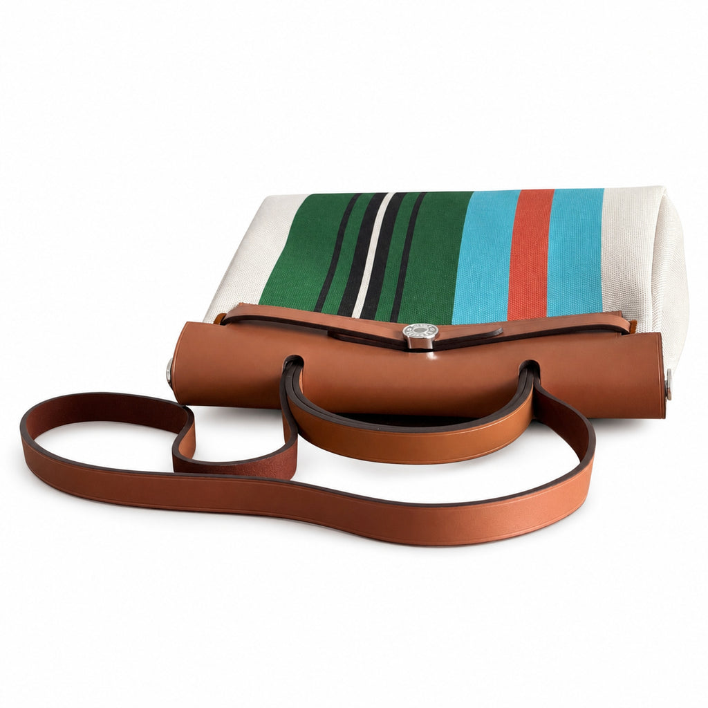 Versatile Leather-Trimmed Canvas Bag: Herbag 31cm Saddle-Inspired Canvas Body with Leather Handle and Shoulder Strap