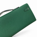 Kelly cut 31 clutch Epsom malachite green Gold Buckle — Refined Flat Clutch