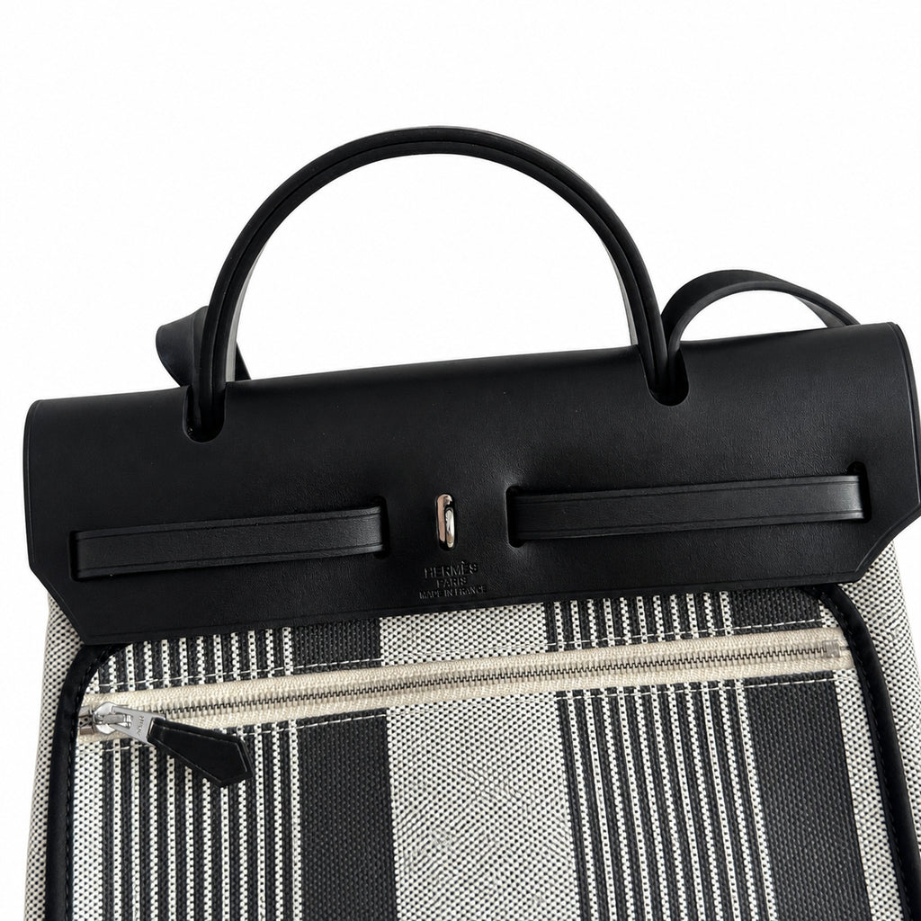 Polished Saddle-Inspired Carryall: Herbag 31cm Saddle-Inspired Canvas Body with Leather Handle and Shoulder Strap