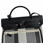Polished Saddle-Inspired Carryall: Herbag 31cm Saddle-Inspired Canvas Body with Leather Handle and Shoulder Strap