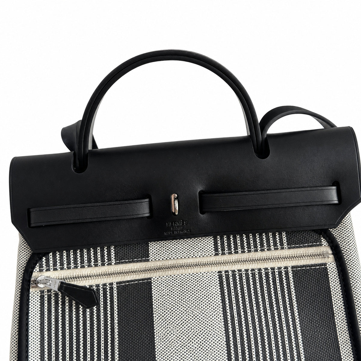 Polished Saddle-Inspired Carryall: Herbag 31cm Saddle-Inspired Canvas Body with Leather Handle and Shoulder Strap