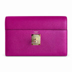 Kelly 28 L3 Rose Purple Epsom Gold Buckle, handmade with wax thread — Streamlined Top-Handle Handbag