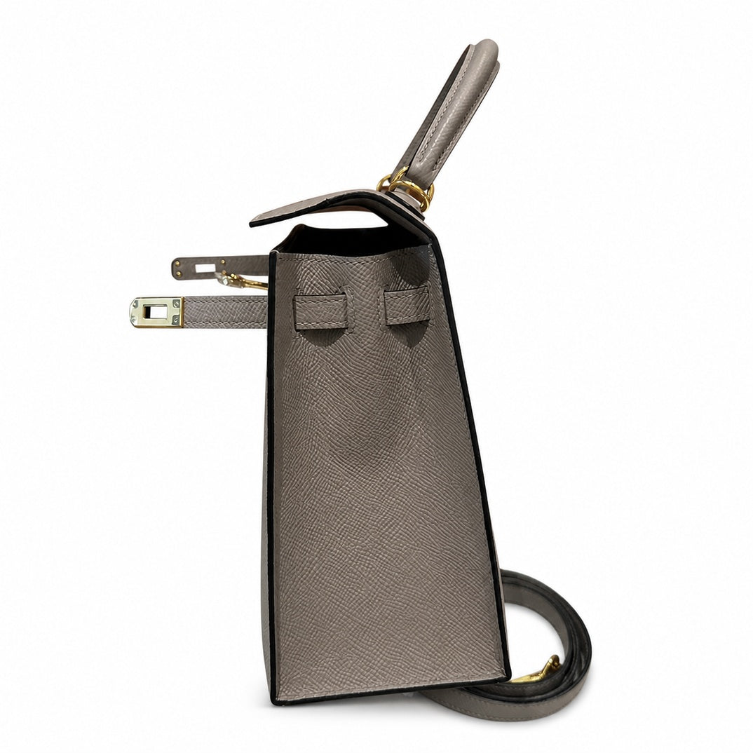 Kelly 25cm Epsom Leather with Gold Buckle Handmade — Elegant Structured Carry Style