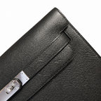 Kelly Depeches clutch, Epsom Leather 89 Noir Black — Refined Shoulder-Strap Clutch