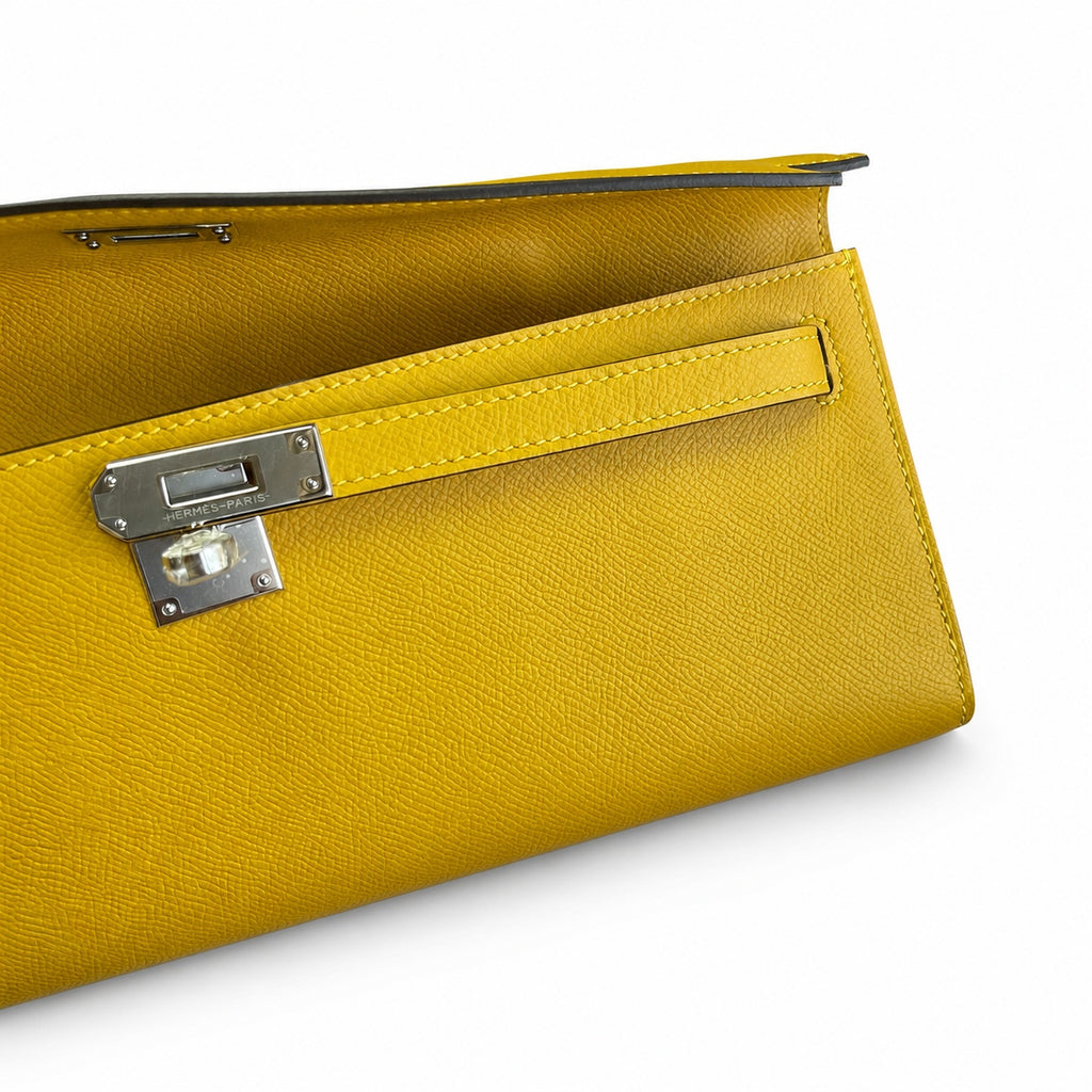 Refined Flat Clutch: Kelly Cut 31 Clutch Epsom Leather Amber Yellow