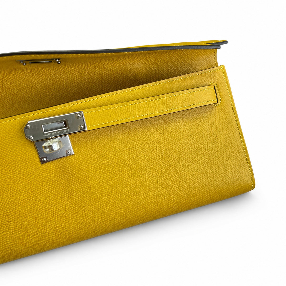 Refined Flat Clutch: Kelly Cut 31 Clutch Epsom Leather Amber Yellow