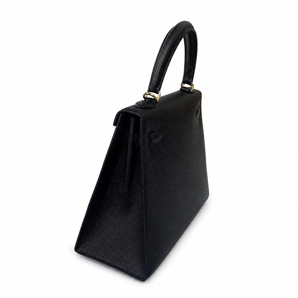 Kelly 25 Black Epsom Gold Buckle handmade — Refined Top-Handle Bag