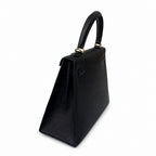 Kelly 25 Black Epsom Gold Buckle handmade — Refined Top-Handle Bag