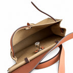 Herbag 31cm Saddle-Inspired Canvas Body with Leather Handle and Shoulder Strap — Polished Canvas-and-Leather Handbag