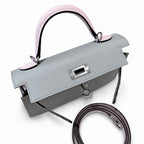 Mini Kelly II 19cm in Blue glacier & Mauve Pale Epsom Leather with Silver Buckle — Streamlined Mini Handbag