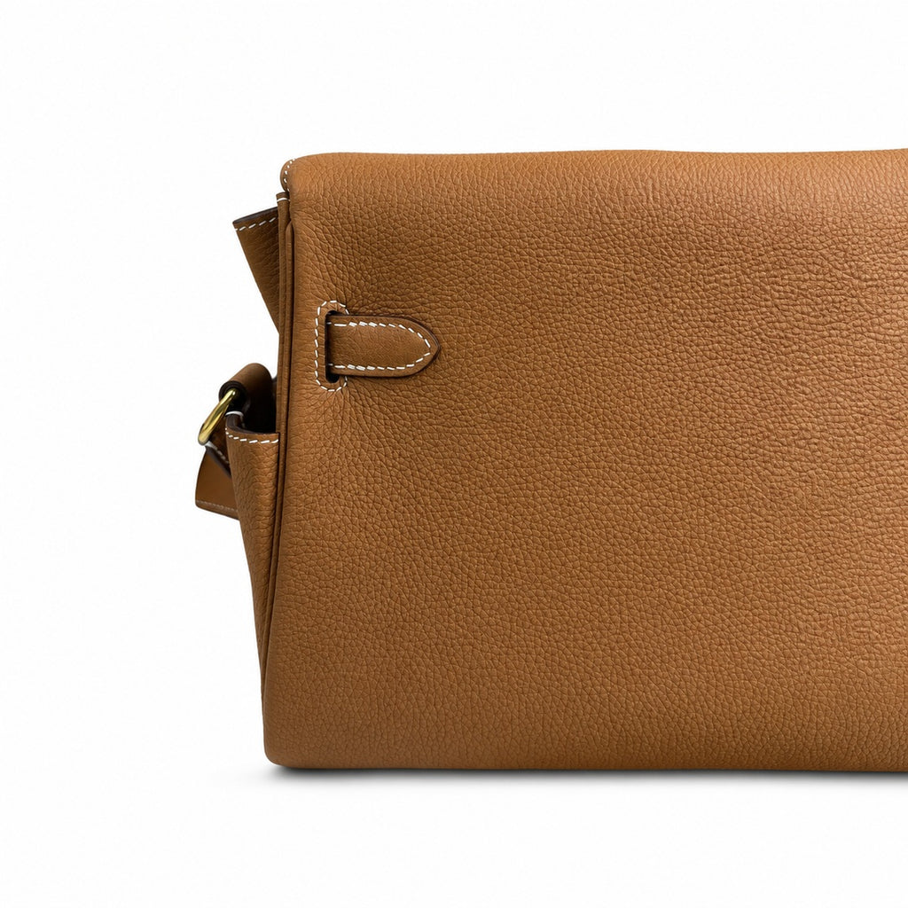 Kelly Messenger messenger bag for men and women, native Gold Buckle, imported leather, all-steel hand-waxed thread, the best value for money on the — Streamlined Top-Handle Handbag
