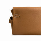 Kelly Messenger messenger bag for men and women, native Gold Buckle, imported leather, all-steel hand-waxed thread, the best value for money on the — Streamlined Top-Handle Handbag