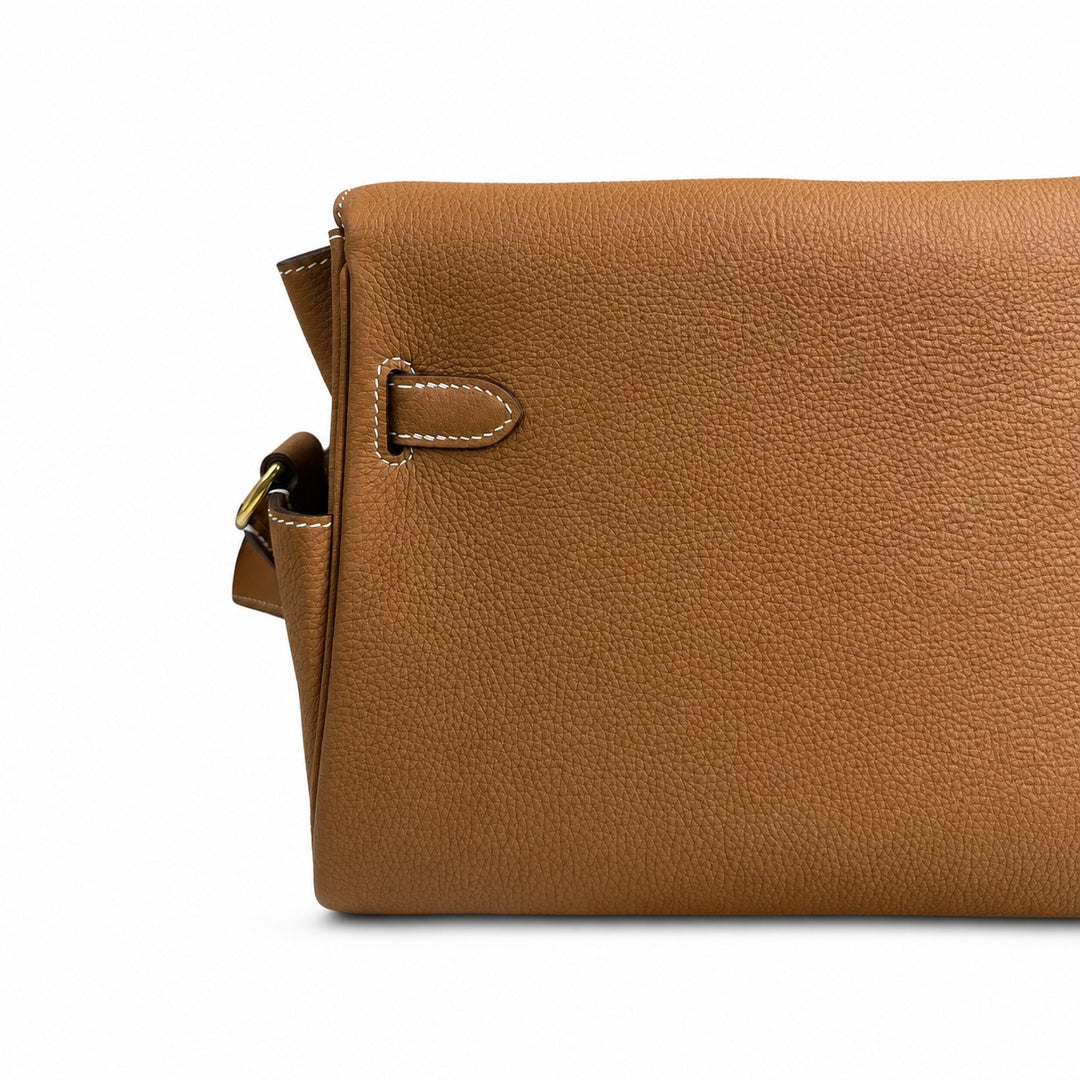 Kelly Messenger messenger bag for men and women, native Gold Buckle, imported leather, all-steel hand-waxed thread, the best value for money on the — Streamlined Top-Handle Handbag