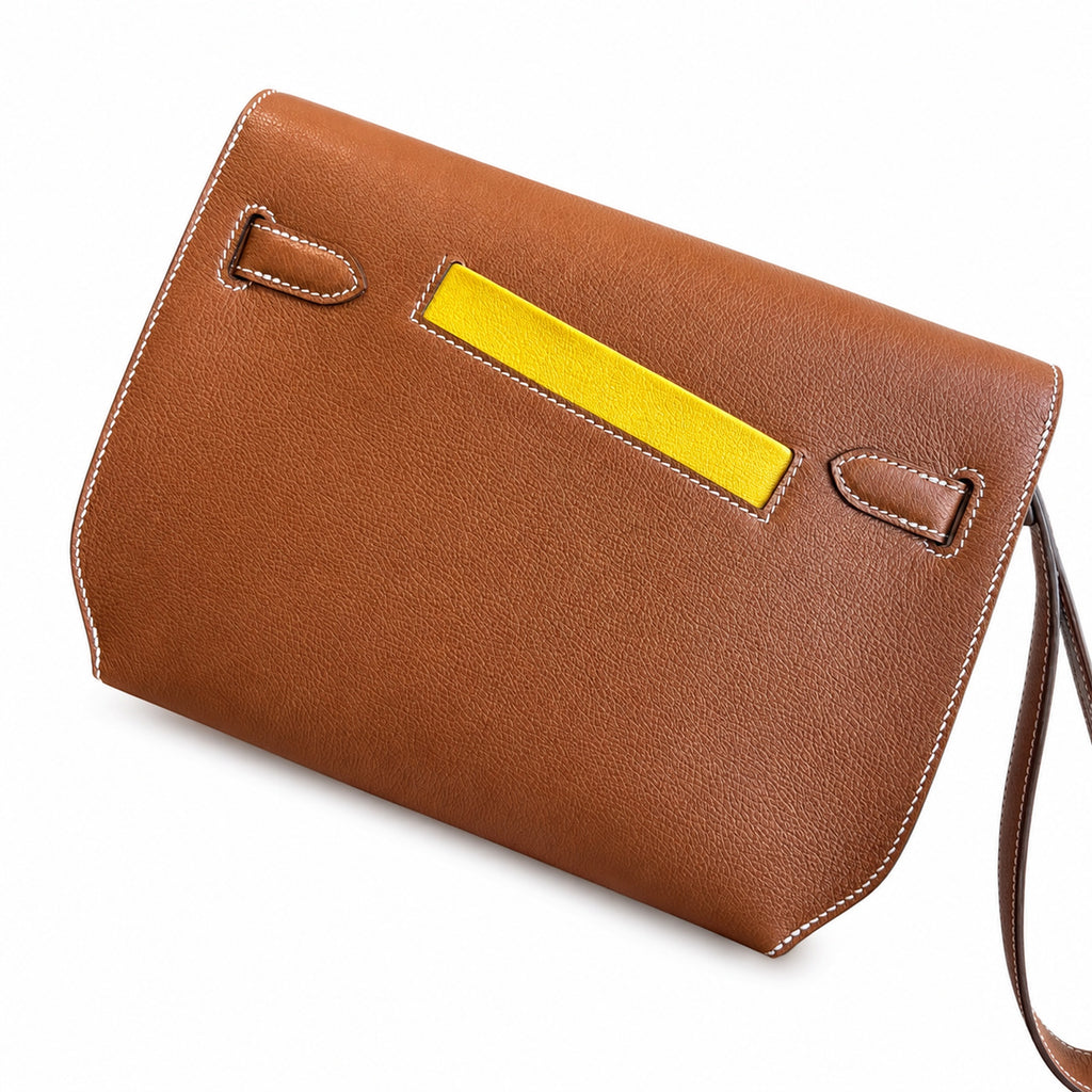 Convertible Clutch: Kelly Depeches 25cm Evercolor Leather with Shoulder Strap