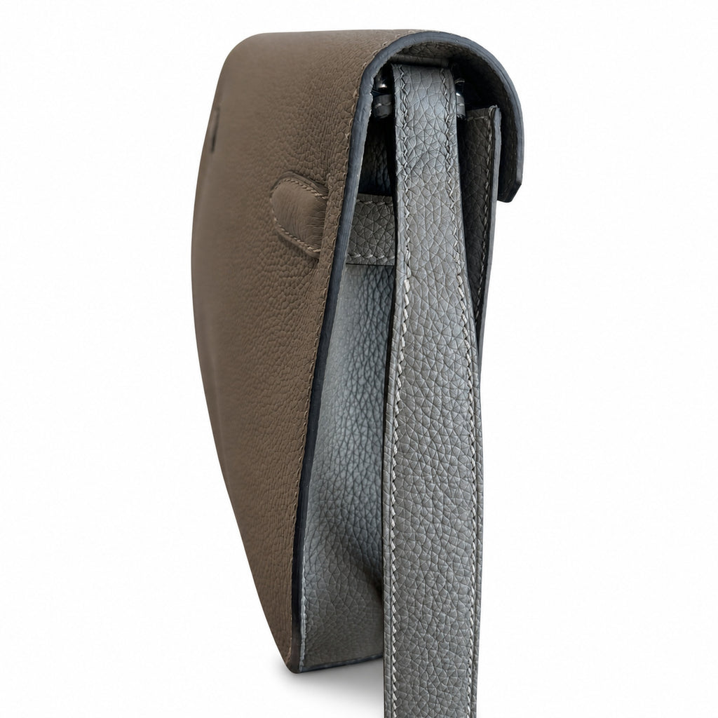 Sophisticated Compact Carry: Kelly Depeches 25cm Togo Leather with Shoulder Strap