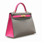 Kelly 28cm in Elephant Gray Epsom Leather Handmade — Distinctive Hand-Carry Bag