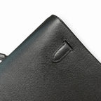 Kelly depeches 36cm Epsom Leather 89 Noir Black top handcrafted — Distinctive Clutch Silhouette