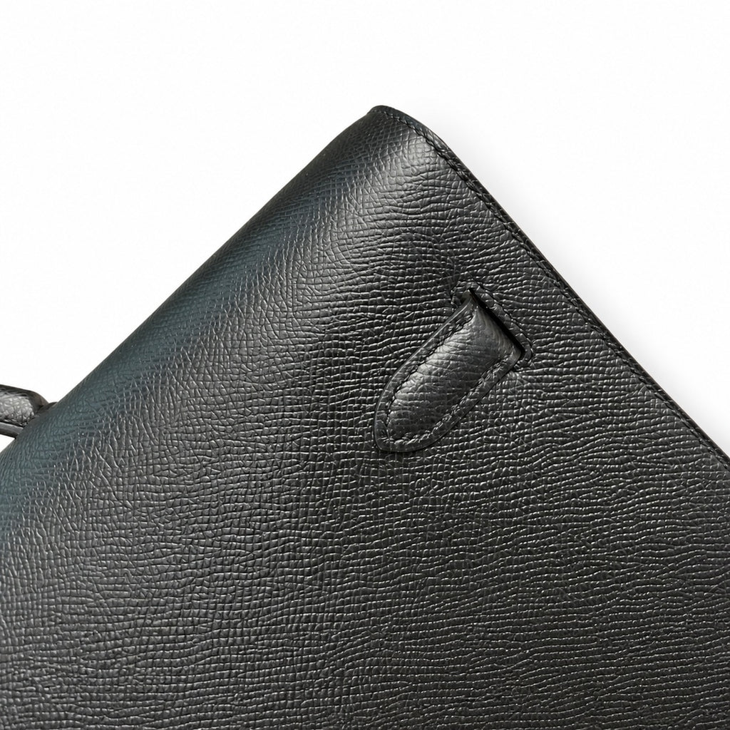 Kelly Depeche 36cm Epsom Leather 89 Noir Black top handcrafted — Slim Hand-Carry Design