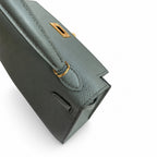 handmade Mini Kelly II 19cm imported Epsom Leather almond green Gold Buckle — Elegant Compact Carry Style