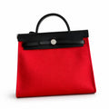 Herbag 31cm Saddle-Inspired Canvas Body with Leather Handle and Shoulder Strap — Sophisticated Canvas Carryall