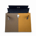 Kelly in Blue Epsom Leather with Silver Buckle Handmade — Polished Structured Handbag