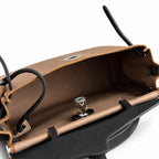 Refined Canvas Body with Leather Details: Herbag 31cm Saddle-Inspired Canvas Body with Leather Handle and Shoulder Strap