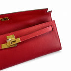 Versatile Flat Handbag: Kelly Cut 31 Clutch Epsom Leather Red