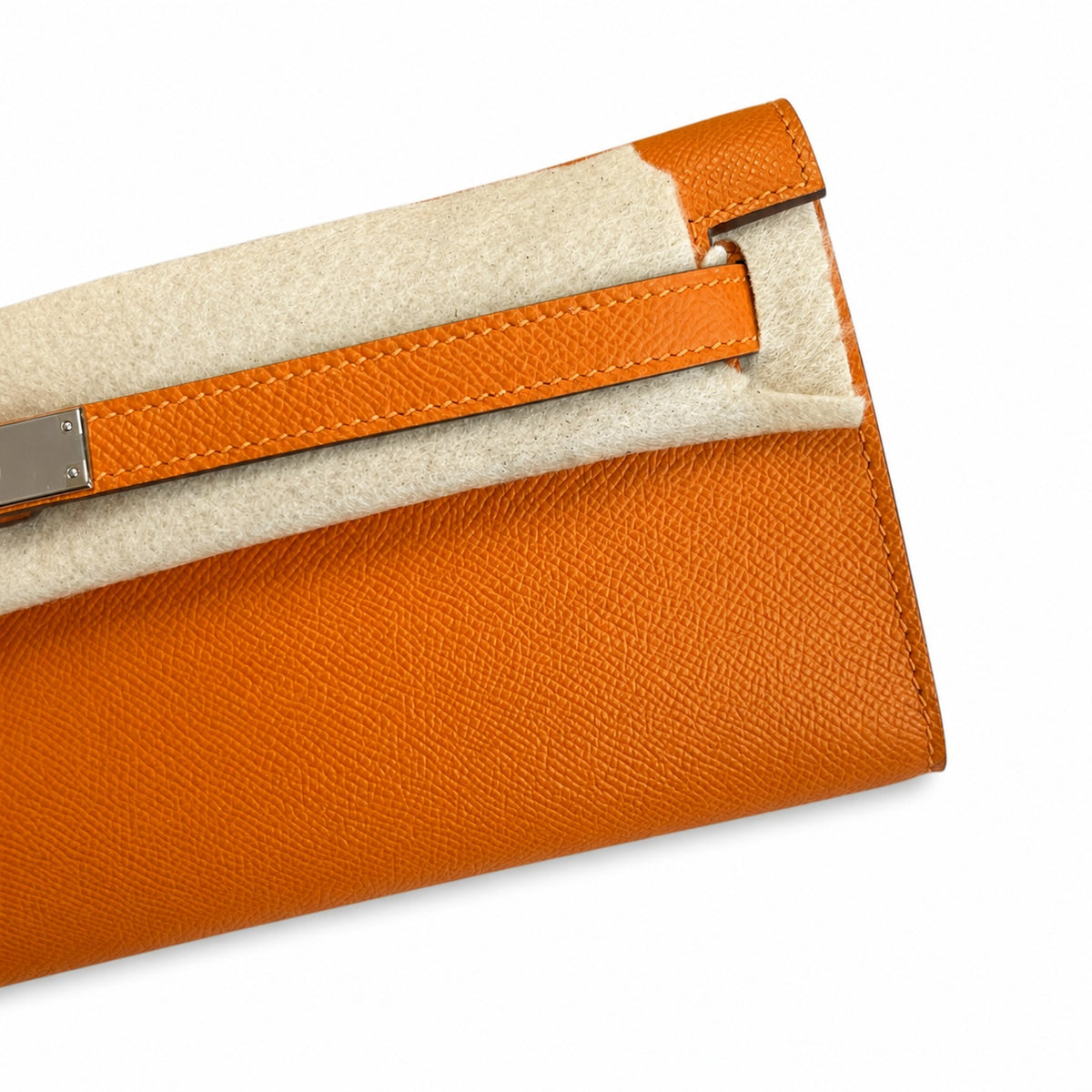 Streamlined Evening Bag: Kelly Cut 31 Clutch Epsom Leather Orange