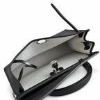 Herbag 31cm Saddle-Inspired Canvas Body with Leather Handle and Shoulder Strap — Elegant Leather-Accented Canvas Bag