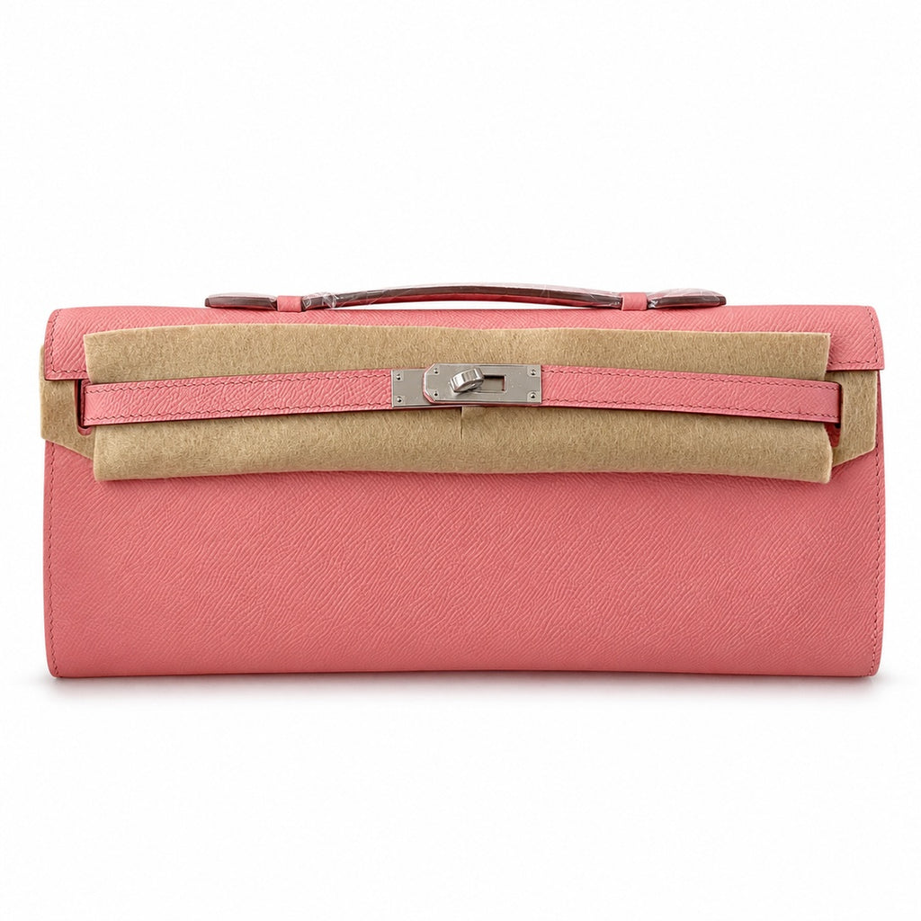 Kelly cut 31 clutch Epsom Milkshake Powder Silver Buckle — Versatile Flat Handbag