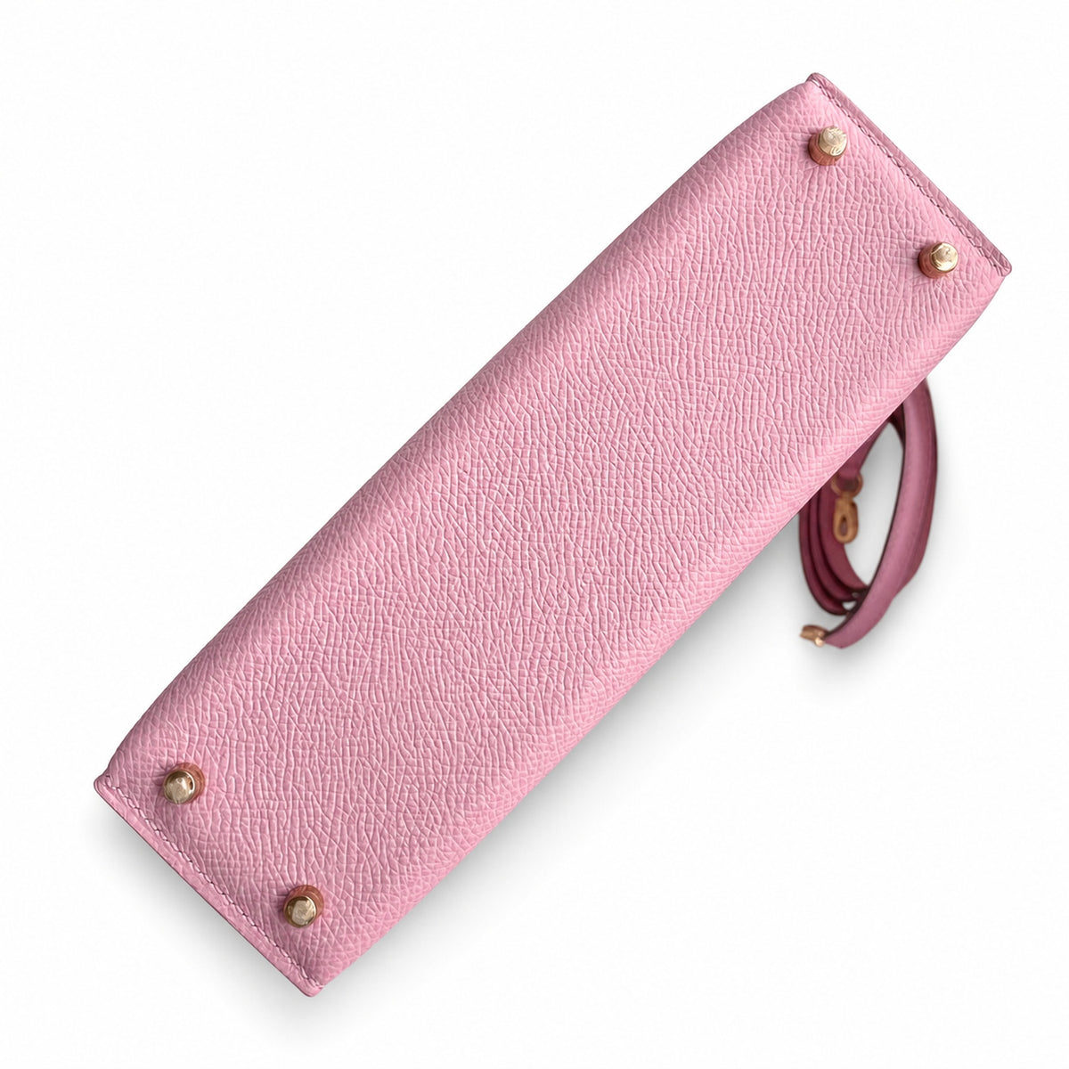 handmade Mini Kelly II 19cm imported Epsom Leather, malva purple, Rose Gold Buckle — Sophisticated Small-Scale Bag