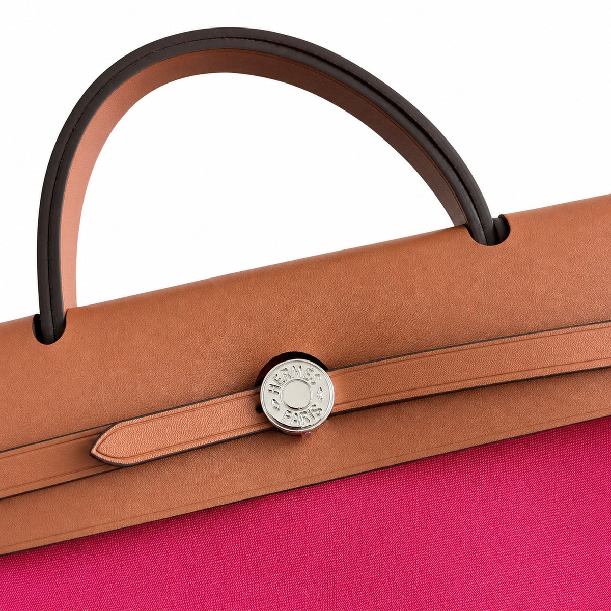 Timeless Saddle-Influenced Bag: Herbag 31cm Saddle-Inspired Canvas Body with Leather Handle and Shoulder Strap