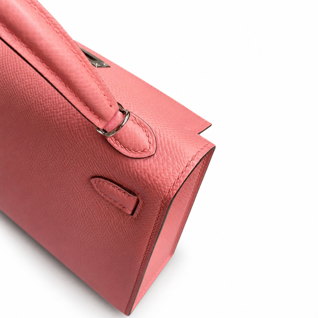 handmade Mini Kelly II 19cm imported Epsom Leather Milkshake Powder Silver Buckle — Versatile Mini Carry Design