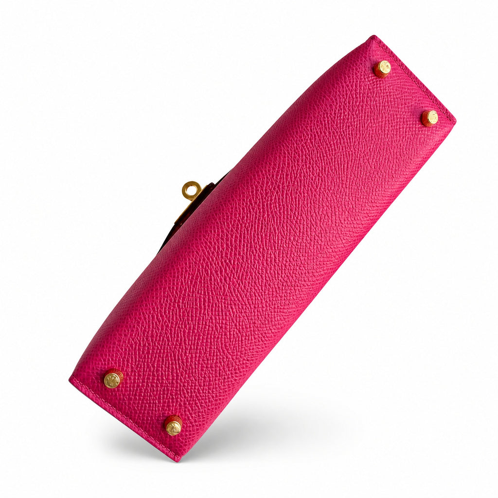 handmade Mini Kelly II 19cm imported Epsom Leather Pink Gold Buckle — Timeless Mini Top-Handle Design