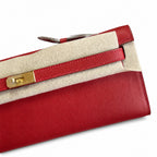 Versatile Flat Handbag: Kelly Cut 31 Clutch Epsom Leather Red