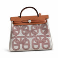 Canvas Body, Leather Handle and Shoulder Strap: Herbag 31cm Saddle-Inspired Canvas Body with Leather Handle and Shoulder Strap