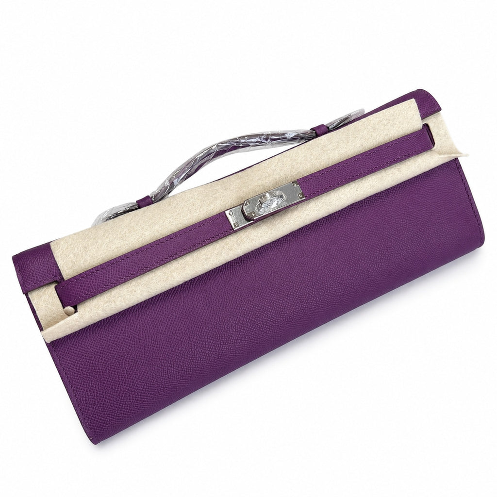Kelly Cut 31 Clutch Epsom Leather Anemone Purple — Polished Compact Clutch