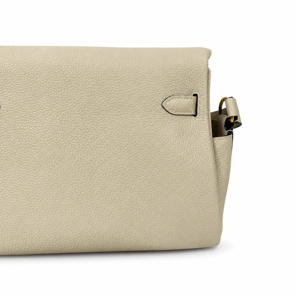 Kelly messenger messenger bag for men and women, gray Gold Buckle for windbreaker, imported leather, all-steel hand-waxed thread, the highest — Elegant Structured Carry Style