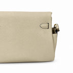 Kelly messenger messenger bag for men and women, gray Gold Buckle for windbreaker, imported leather, all-steel hand-waxed thread, the highest — Elegant Structured Carry Style