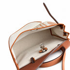 Herbag 31cm Saddle-Inspired Canvas Body with Leather Handle and Shoulder Strap — Canvas Body, Leather Handle and Shoulder Strap