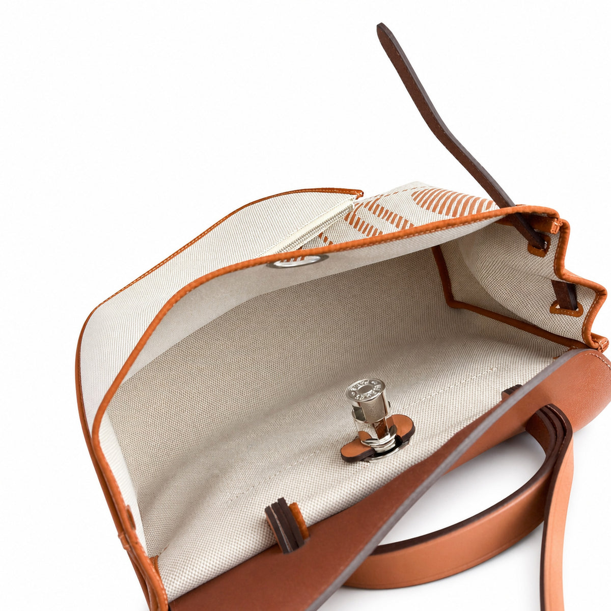Herbag 31cm Saddle-Inspired Canvas Body with Leather Handle and Shoulder Strap — Canvas Body, Leather Handle and Shoulder Strap