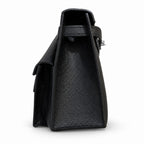 Kelly Double-Sided Epsom Leather in Black with Silver Buckle — Elegant Structured Carry Style