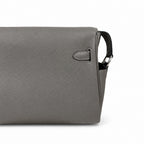 Kelly Messenger messenger bag for men and women, pewter gray Silver Buckle, imported leather, all-steel hand-waxed thread, the highest — Refined Top-Handle Bag